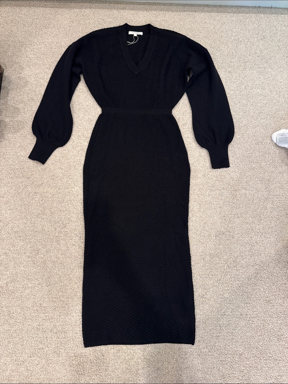 Favorite Daughter Black V-Neck Balloon Sleeve Maxi Dress